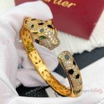 New Replica Cartier Panthere de Gold Diamond-set Bracelet Open Bangle